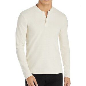 Hugo Boss Men's Long Sleeve BOSS Ribbed Jersey Henley Tee Shirt Slim Fit White